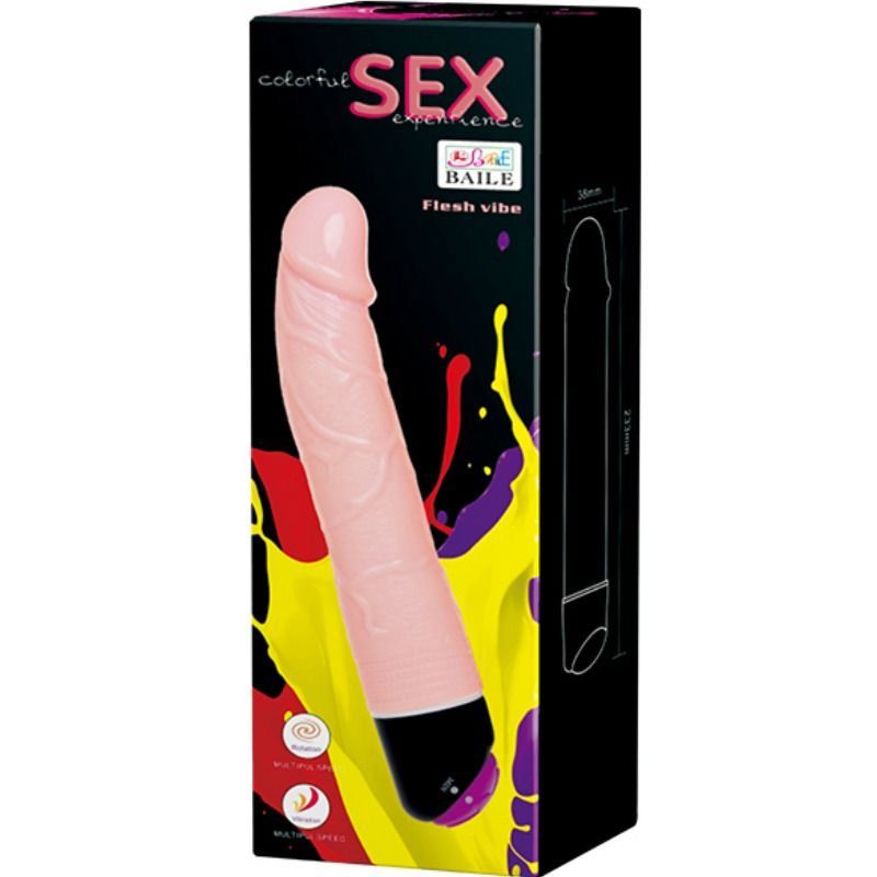 BAILE - KOLOROWY WIBRATOR Z FUNKCJĄ OBROTOWĄ 24 CM