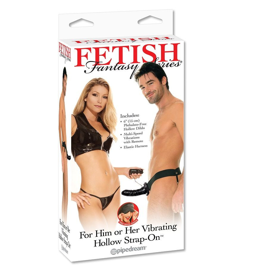 SERIA FETYSZ FANTASY – WIBRUJĄCY PUSTY STRAP-ON DLA NIEJ LUB DLA NIEGO CZARNY