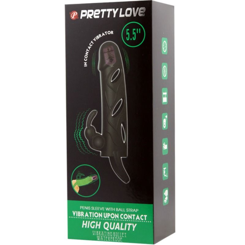 PRETTY LOVE - POKRYWKA SILIKONOWA Z WIBRACJĄ 14 CM 2.0