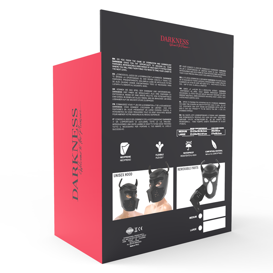 DARKNESS - NEOPRENOWA MASKA DLA PSA Z ODŁĄCZANYM KAGAŃCEM
