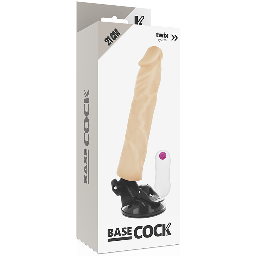 BASECOCK - REALISTYCZNY WIBRATOR STEROWANY NA ODLEGŁOŚĆ CIELEŚNISTY 21 CM -O- 4 CM