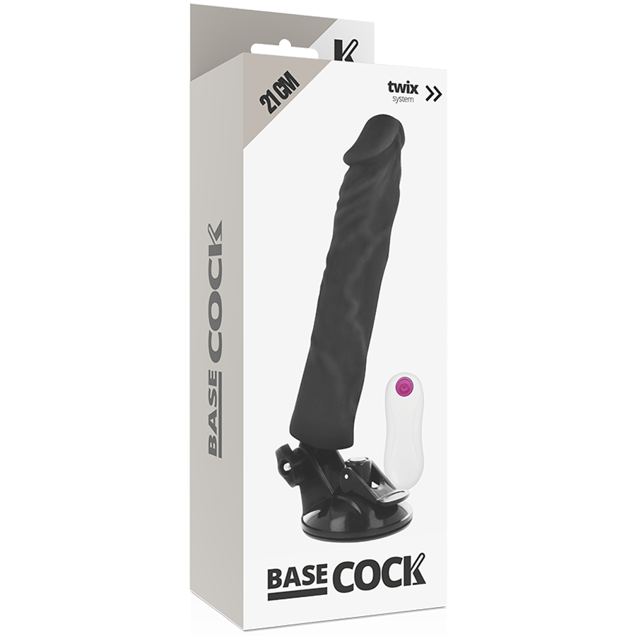 BASECOCK - REALISTYCZNY WIBRATOR Z PILOTEM CZARNY 21 CM -O- 4 CM