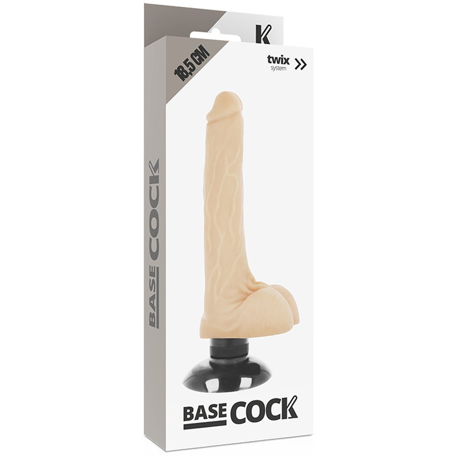 BASECOCK - REALISTYCZNY WIBRATOR 2 W 1 CIELISTY 18,5 CM -Ś- 4 CM