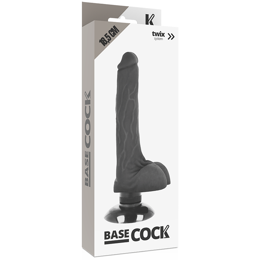 PENIS - REALISTYCZNY WIBRATOR 2 W 1 CZARNY 18.5 CM -O- 4 CM