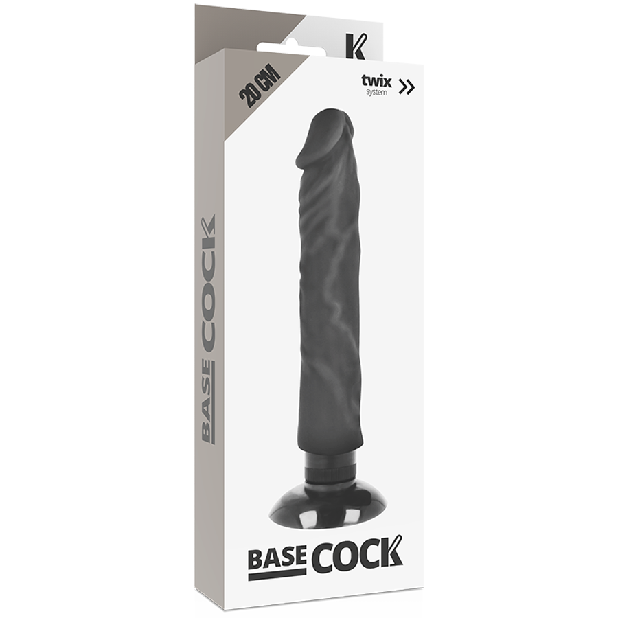 BASECOCK - REALISTYCZNY WIBRATOR 2-1 CZARNY 20 CM -O- 4 CM