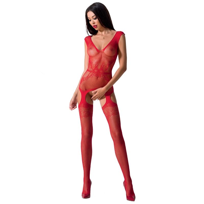 PASSION - KOBIETA BS062 CZERWONE BODYSTOCKING ROZMIAR UNIWERSALNY