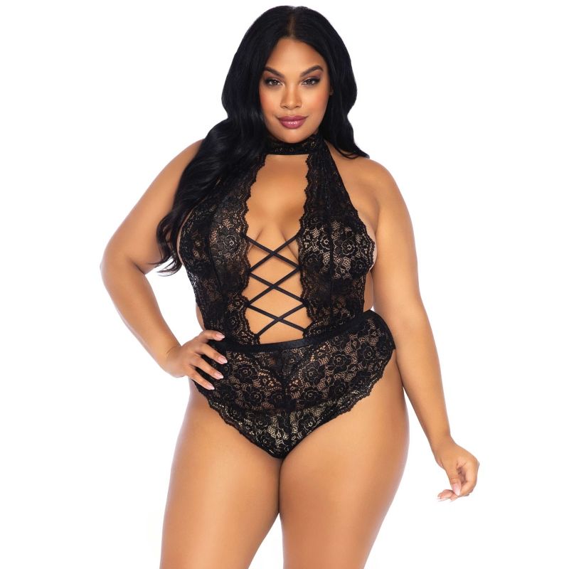 LEG AVENUE - KORONKOWE KWIATOWE BODY BEZ KROKU PLUS SIZE