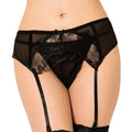 QUEEN LINGERIE – STRINGI Z CZARNYMI KORONKOWYMI PODWIĄZKAMI S/M
