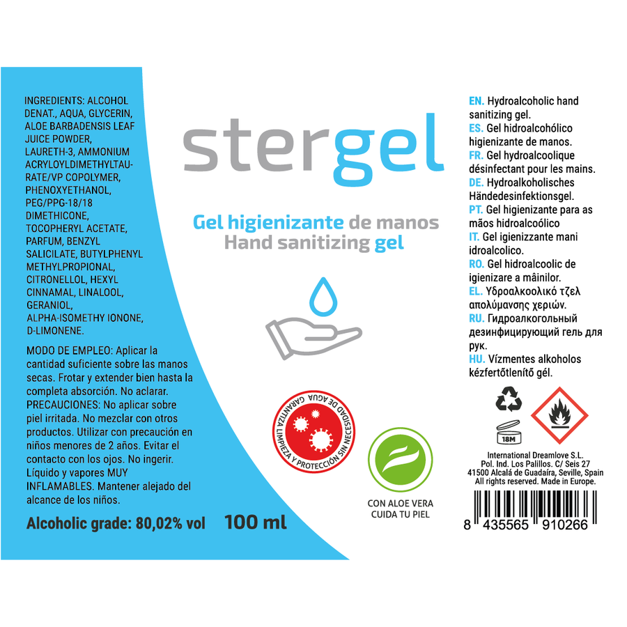 STERGEL - ŻEL HYDROALKOHOLOWY DO DEZYNFEKCJI RĄK ALOE VERA 100ML