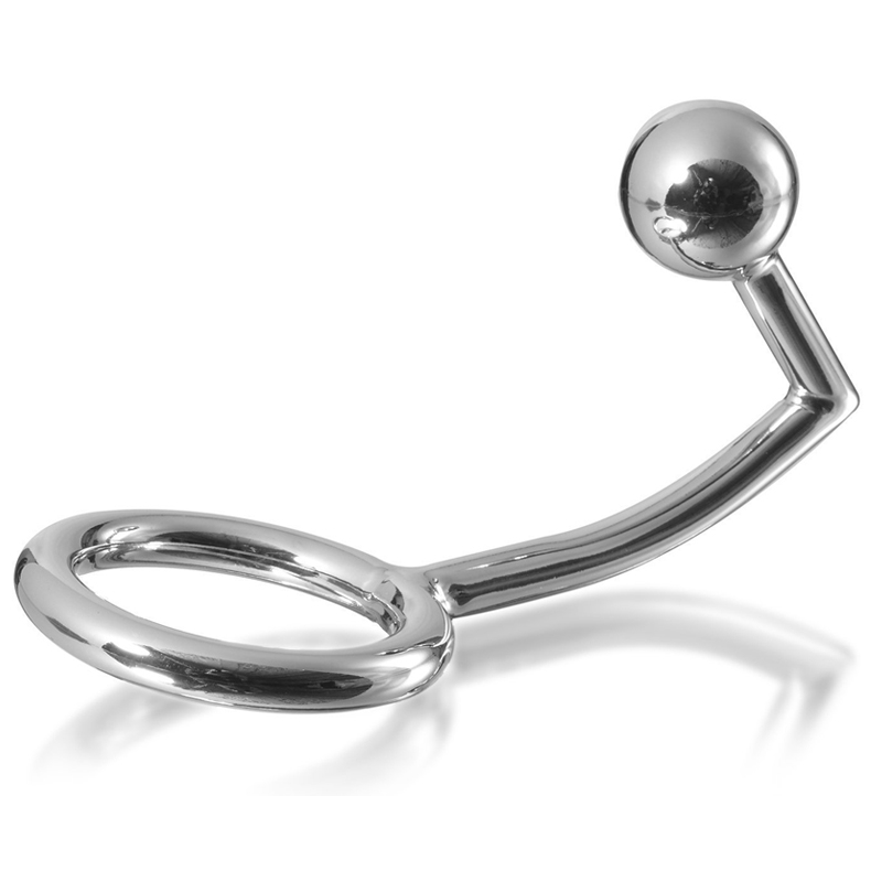 METAL HARD - PIERŚCIEŃ EREKCYJNY Z ZACZEPEM ANALNYM 40MM