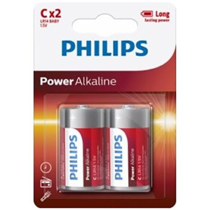 PHILIPS - BATERIE ALKALICZNE R14 C, OPAKOWANIE 2 SZT.