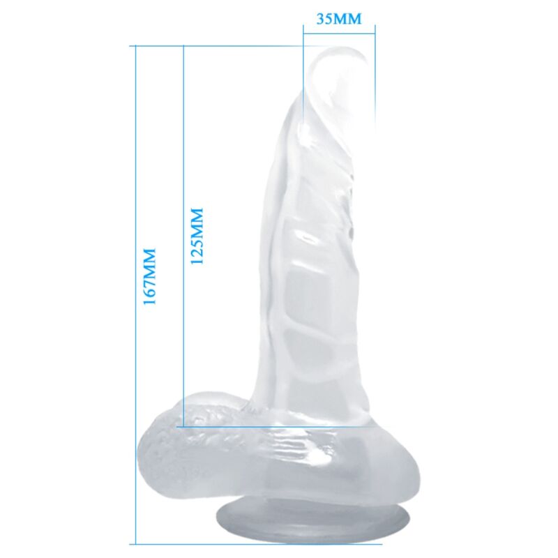 BAILE - REALISTYCZNE DILDO Z PRZYSSAWKĄ I JĄDRAMI 16,7 CM PRZEZROCZYSTE