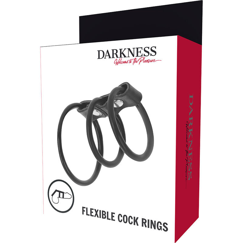 DARKNESS – ZESTAW 3 ELASTYCZNYCH PIERŚCIENI NA PENISA