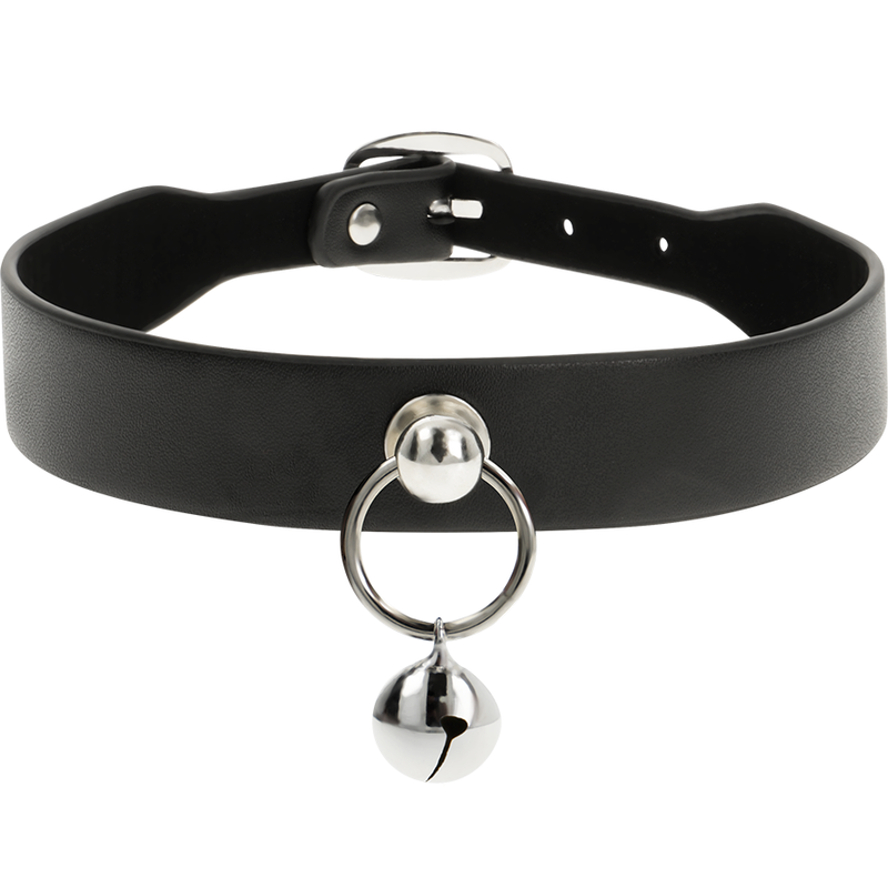 KOKIETERYJNA SZYKOWNA FANTAZJA - NASZYJNIK DAMSKI ZE SKÓRY WEGAŃSKIEJ Z GRZECHOTKĄ/KÓŁKAMI