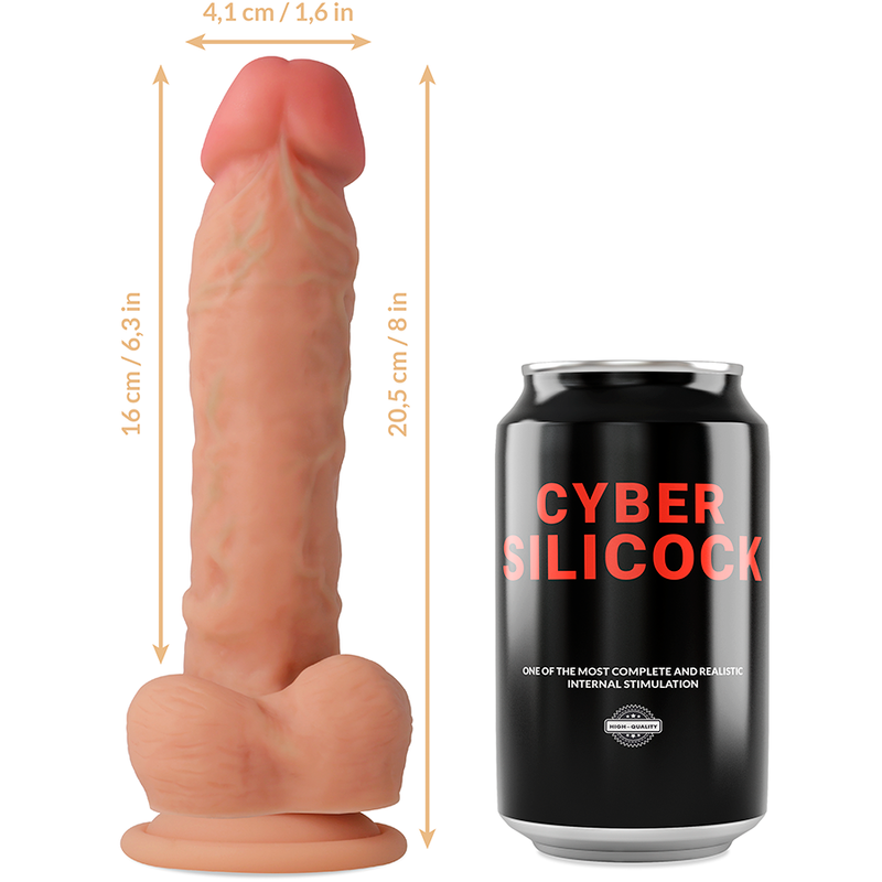 CYBER SILICOCK - SILIKONOWY PENIS Z 3 PIERŚCIENIAMI GRATIS 20,5 CM -O- 4,1 CM