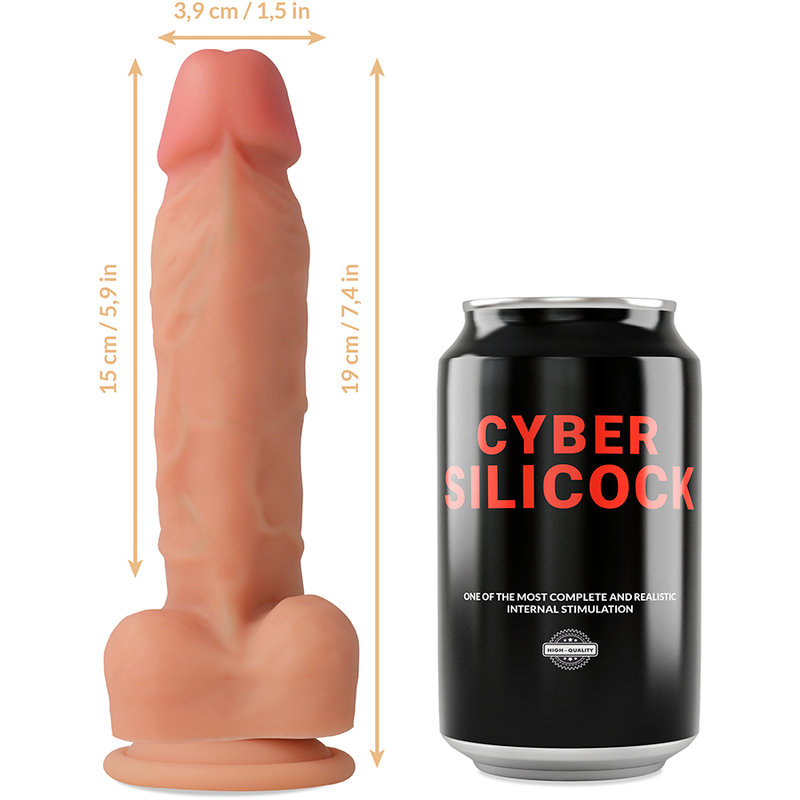 CYBER SILICOCK - SILIKONOWY STRAP-ON PŁYNNY OLIVER Z 3 PIERŚCIENIAMI GRATIS 19 CM -O- 3.9 CM